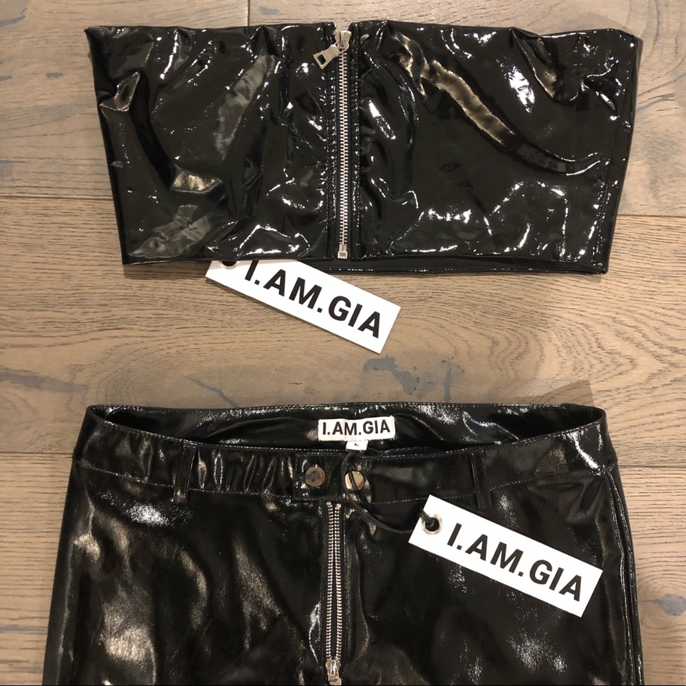 I.AM.GIA black leather pant and bandeau set